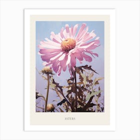 Floral Illustration Asters 3 Poster Art Print