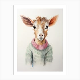Baby Animal Watercolour Goat 1 Art Print