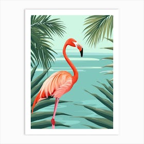 Greater Flamingo Renaissance Island Aruba Tropical Illustration 2 Art Print