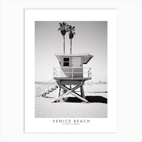 Poster Of Venice Beach, Black And White Analogue Photograph 3 Art Print