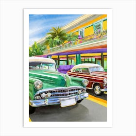 Classic 1950s American Diners And Classic Cars Art Print