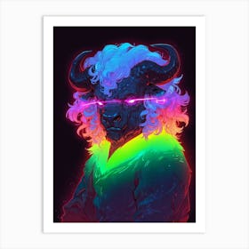 Bull With Rainbow Eyes Art Print