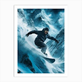 Snowboarder In The Mountains Art Print