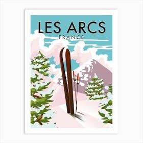 Les Arcs France Ski travel poster Art Print