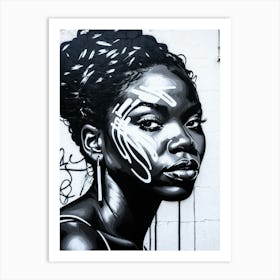 Graffiti Mural Of Beautiful Black Woman 214 Art Print