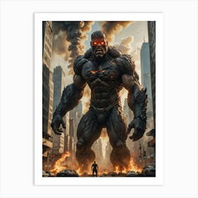 Urban Apocalypse: The Colossal Creature Savage Rampage Art Print