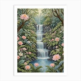 Romantic Waterfall In The Jungle Art Print