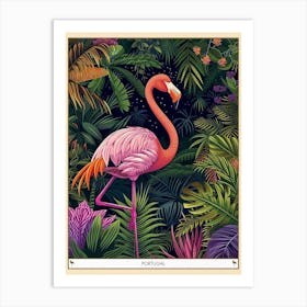 Greater Flamingo Portugal Tropical Illustration 5 Poster Art Print