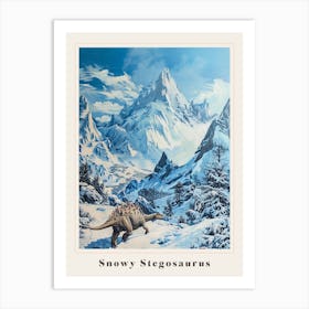 Stegosaurus Snowy Landscape Painting Poster Art Print