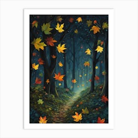 Autumn Leaves In The Forest Art Print