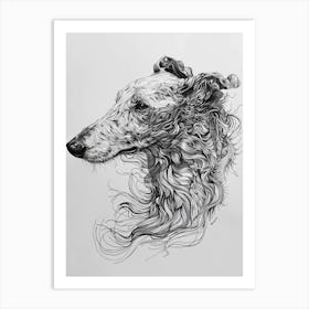 Borzoi Dog Line Sketch 1 Art Print
