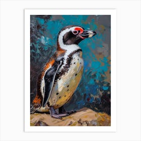 African Penguin Gold Harbour Oil Painting 2 Art Print