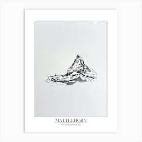 Matterhorn Switzerland Italy Line Drawing 3 Poster 2 Art Print