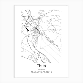 Thun,Switzerland Minimalist Map Art Print