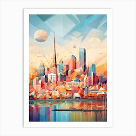 Melbourne, Australia, Geometric Illustration 3 Art Print