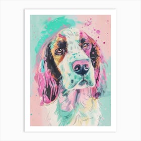 Pastel Watercolour Irish Setter Dog Line Illustration 1 Art Print
