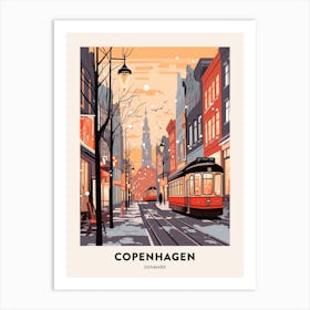 Vintage Winter Travel Poster Copenhagen Denmark 5 Art Print