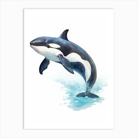 Blue Watercolour Painting Style Of Orca Whale  2 Art Print