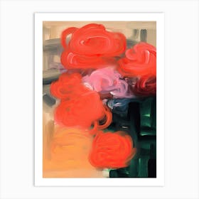 Brush Stroke Flowers Abstract 2 Art Print