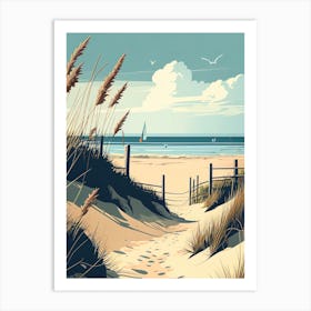 North Germany, Baltic Sea - Retro Landscape Beach and Coastal Theme Travel Poster Art Print