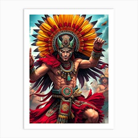 Aztec Warrior Danceing Art Print