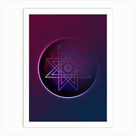 Geometric Neon Glyph on Jewel Tone Triangle Pattern 399 Art Print