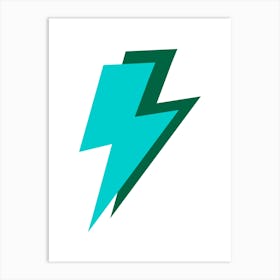 Green Double Lightning Bolt Art Print