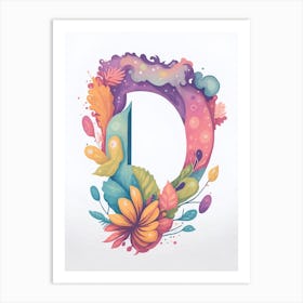 Colorful Letter D Illustration 52 Art Print