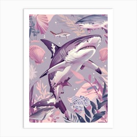 Purple Goblin Shark Illustration 2 Art Print