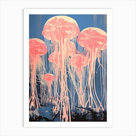 Comb Jellyfish Linoprint 4 Art Print