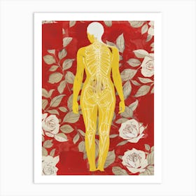 Skeleton And Roses Art Print