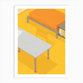 Room With A Bed And Desk Art Print