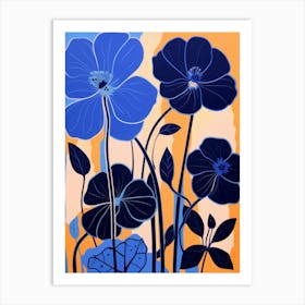 Blue Flower Illustration Nasturtium 3 Art Print