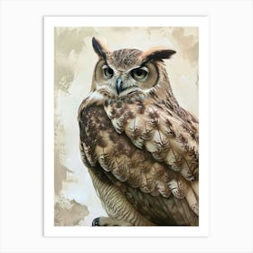 Philipine Eagle Owl Painting 1 Art Print