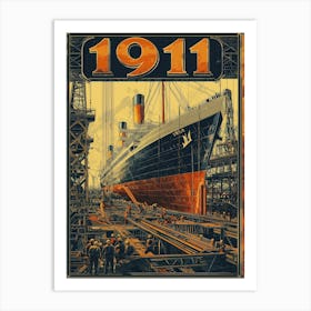 Aihrgdesign A Vintage Engineering Poster Showing The Titanic 3 Art Print