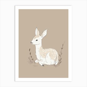 Fawn - Boho, Line Art Art Print