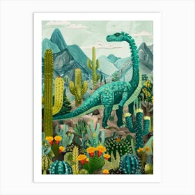 Abstract Dinosaur In The Desert Painting 1 Art Print