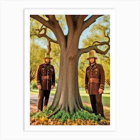 Two Men Standing Under A Tree 2 Art Print