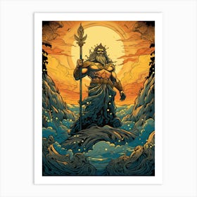  An Illustration Of The Greek God Poseidon 1 Art Print