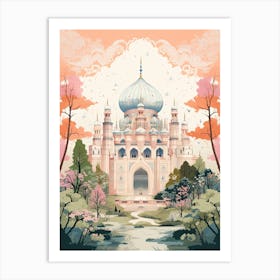 Taj Mahal   Agra, India   Cute Botanical Illustration Travel 5 Art Print