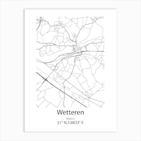 Wetteren,Belgium Minimalist Map Art Print