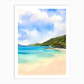 Rodney Bay Beach, St Lucia Watercolour Art Print