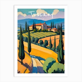 Tuscany Italy Travel Poster Fauvist Style Painting Art Print