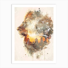 Poster Lion Africa Wild Animal Illustration Art 01 Art Print