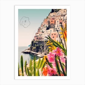 Positano, Flower Collage 5 Art Print