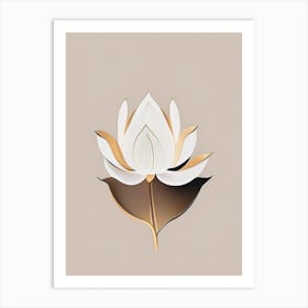 Amur Lotus Retro Minimal 4 Art Print