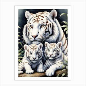 White Tiger Family 1 Art Print