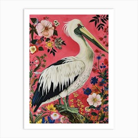 Floral Animal Painting Pelican 2 Art Print