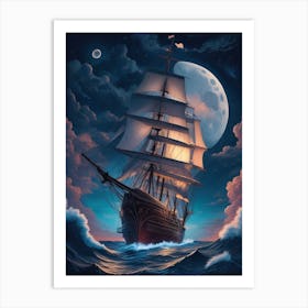 Ship In The Sea Art Print