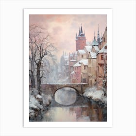 Dreamy Winter Painting Cesky Krumloy Czech Republic 2 Art Print